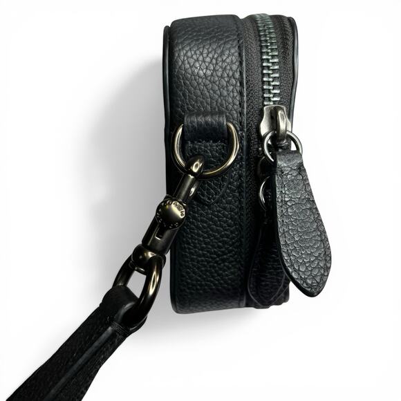 Coach Charter Slim Crossbody Bag Black Pebble Leather CC070 + Round Pouch - Picture 6 of 10